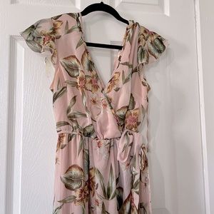 Long Floral front tie dress